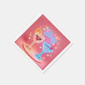 Gepersonaliseerde Party Time Neon Uitnodiging Servet (Hoek)