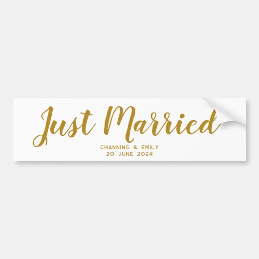 Gepersonaliseerde Pas getrouwd huwelijksreis net g Bumpersticker (Voorkant)