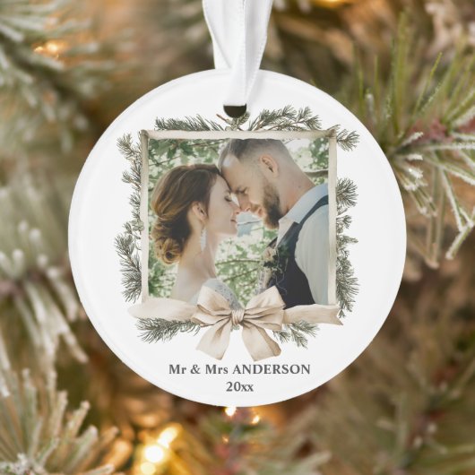 Gepersonaliseerde Pas getrouwd trouwfoto Kerst Ornament (Boom)
