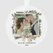 Gepersonaliseerde Pas getrouwd trouwfoto Kerst Ornament (voorkant)
