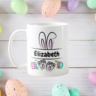 Gepersonaliseerde Pasen Bunny Ears Naam Koffiemok