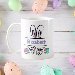Gepersonaliseerde Pasen Bunny Ears Naam Koffiemok