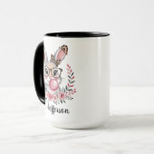 Gepersonaliseerde Pasen Bunny Roze Bubblegum Mok (Voorkant links)