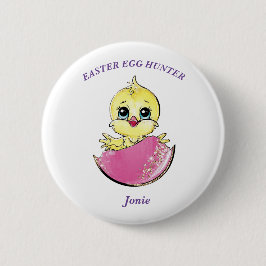 Gepersonaliseerde Pasen Chick Ei Hunt Chick Ronde Button 5,7 Cm