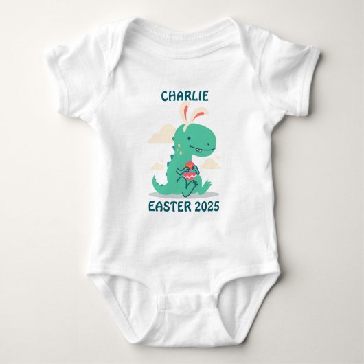 Gepersonaliseerde Pasen Dino Bodysuit (Voorkant)