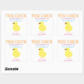 Gepersonaliseerde Pasen Geel Chick Allergie Alert Vierkante Sticker (Vel)