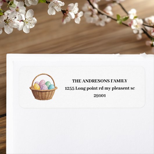 Gepersonaliseerde Pasen Rattan mand & Pasteleieren Etiket