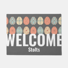 Gepersonaliseerde Pasen Welkomstmat – Dark Pastel  Deurmat
