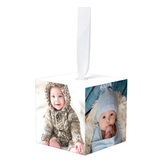 Gepersonaliseerde Pasgeboren Baby Foto Kerstmis Decoratie (Voorkant hoekig)