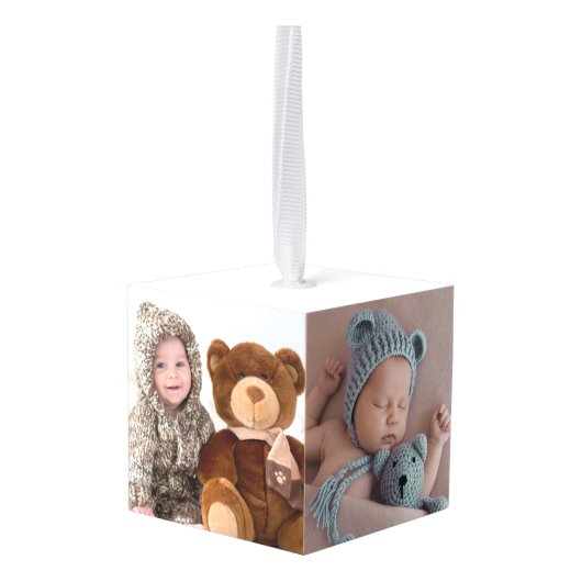 Gepersonaliseerde Pasgeboren Baby Foto Kerstmis Decoratie (Achter hoekig)