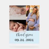 Gepersonaliseerde pasgeboren baby jongen blauwe fo acryl bord (Voorkant)