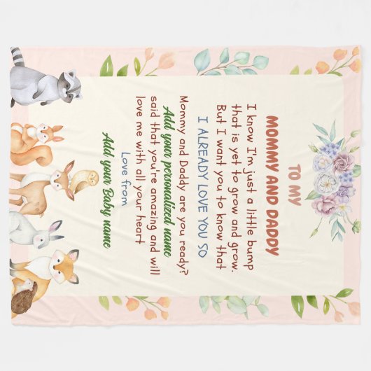 Gepersonaliseerde Pasgeboren Deken met Naam Gift (Voorkant (Horizontaal))