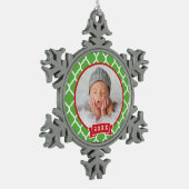 Gepersonaliseerde pasgeboren foto Keepsake Ornamen Tin Sneeuwvlok Ornament (Links)