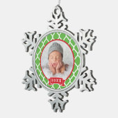 Gepersonaliseerde pasgeboren foto Keepsake Ornamen Tin Sneeuwvlok Ornament (Rechts)