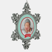 Gepersonaliseerde pasgeboren foto Keepsake Ornamen Tin Sneeuwvlok Ornament (Links)