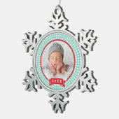 Gepersonaliseerde pasgeboren foto Keepsake Ornamen Tin Sneeuwvlok Ornament (Rechts)