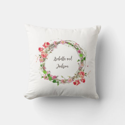 Gepersonaliseerde pasgetrouwde koppel naam Elegant Kussen (Voorkant)