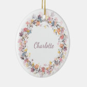 Gepersonaliseerde pasta Floral Wreatname Kerstmis Keramisch Ornament (Rechts)