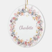 Gepersonaliseerde pasta Floral Wreatname Kerstmis Keramisch Ornament (Links)