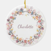 Gepersonaliseerde pasta Floral Wreatname Kerstmis Keramisch Ornament (Achterkant)