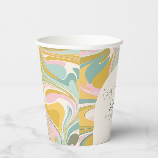 Gepersonaliseerde Pastel Abstracte Graduation Part Papieren Bekers (Rechts)
