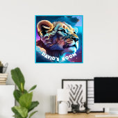 Gepersonaliseerde Pastel Baby Lion Wall Art Poster (Thuiskantoor)