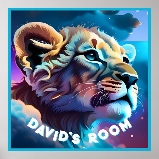 Gepersonaliseerde Pastel Baby Lion Wall Art Poster (Voorkant)