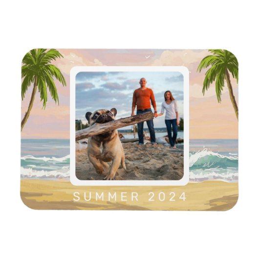 Gepersonaliseerde Pastel Beach Waterverf Magneet (Horizontaal)