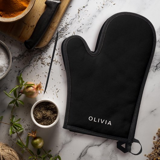 Gepersonaliseerde Pastel Black Ovenwant & Pannenlap Set