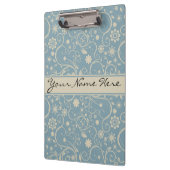 Gepersonaliseerde Pastel Blauw en Taupe Bloemenpat Klembord (Links)