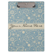 Gepersonaliseerde Pastel Blauw en Taupe Bloemenpat Klembord (Voorkant)