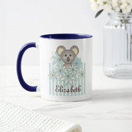 Gepersonaliseerde Pastel Blauw Schattige Koala Bee Mok
