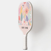 Gepersonaliseerde Pastel Bloemen Custom Naam Gift Pickleball Paddle (Links)