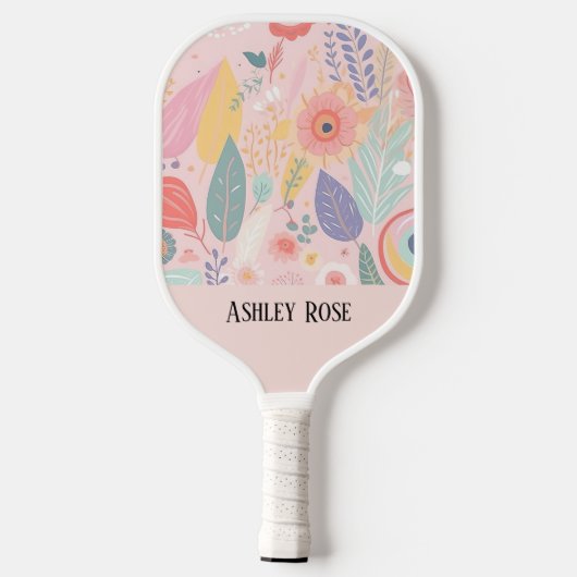Gepersonaliseerde Pastel Bloemen Custom Naam Gift Pickleball Paddle (Achterkant)