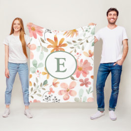 Gepersonaliseerde Pastel Bloemen Fleece Deken