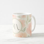 Gepersonaliseerde Pastel Bloemen Mok met Monogram (Voorkant rechts)