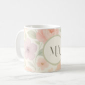 Gepersonaliseerde Pastel Bloemen Mok met Monogram (Voorkant links)