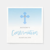 Gepersonaliseerde Pastel Blue Boy Cross BEVESTIGIN Servet (Voorkant)