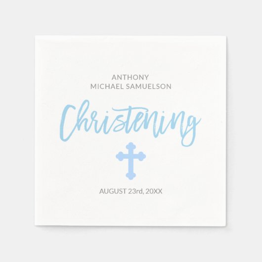 Gepersonaliseerde Pastel Blue Boy Cross CHRISTENIN Servet (Voorkant)