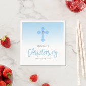 Gepersonaliseerde Pastel Blue Boy Cross CHRISTENIN Servet (Insitu)