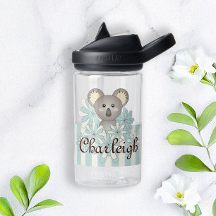 Gepersonaliseerde Pastel Blue Stripe Schattige Koa Waterfles