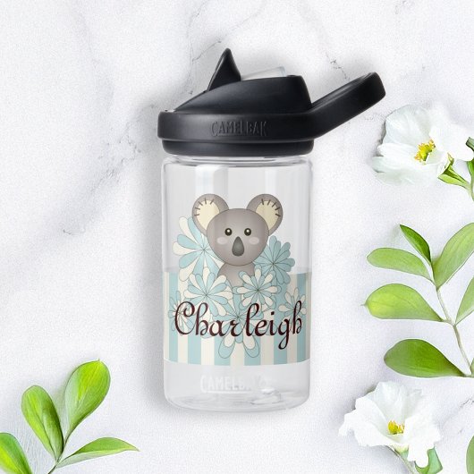 Gepersonaliseerde Pastel Blue Stripe Schattige Koa Waterfles