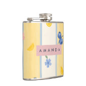 Gepersonaliseerde Pastel Blueberry & Lemon Patroon Heupfles (Rechts)