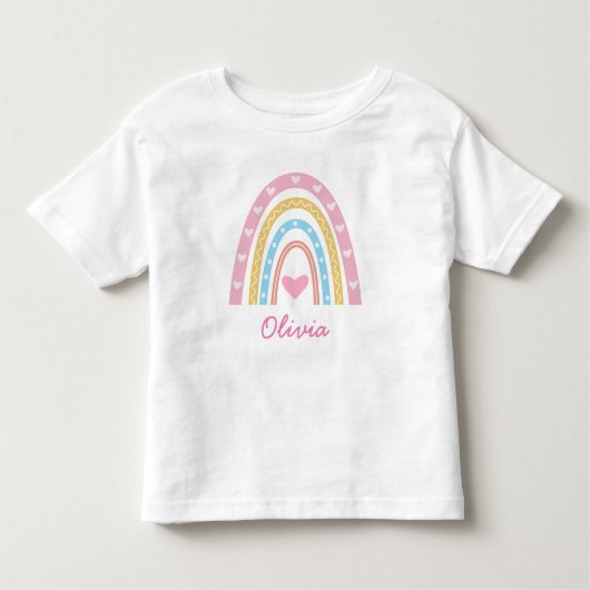 Gepersonaliseerde Pastel boho regenboog Baby meisj Kinder Shirts (Voorkant)