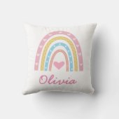 Gepersonaliseerde Pastel boho regenboog Naam Kweke Kussen (Achterkant)
