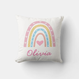 Gepersonaliseerde Pastel boho regenboog Naam Kweke Kussen