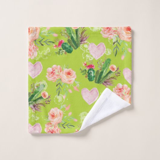 Gepersonaliseerde pastel cactus bad handdoek (Wasdoekje)