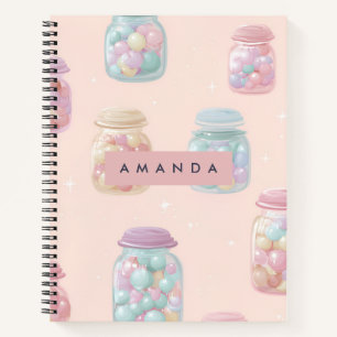 Gepersonaliseerde Pastel Candy Jar patroon Notitieboek