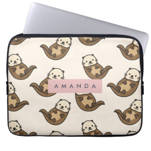Gepersonaliseerde pastel Charming Cat Pattern Laptop Sleeve
