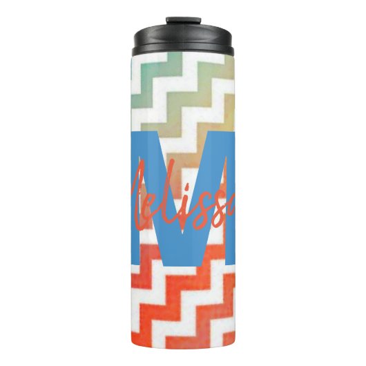 Gepersonaliseerde Pastel chevron Thermal Tumbler Thermosbeker (Voorkant)